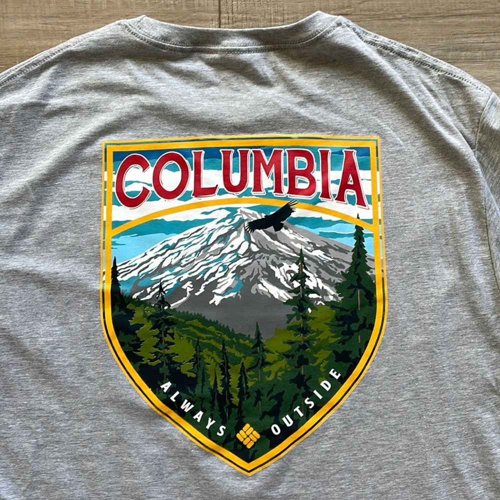 NWT Columbia Always Outside Mountain and Eagle Gray T-Shirt Men’s Size XL